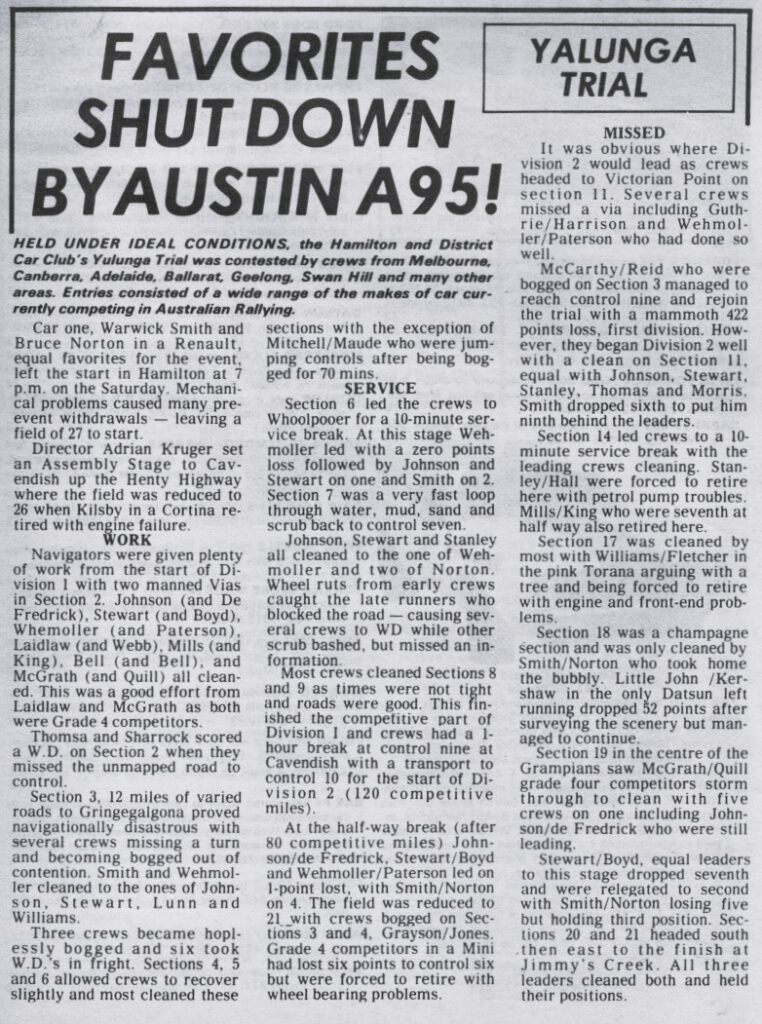 Yulunga Activity 1973 Yulunga Trial - Rallypedia