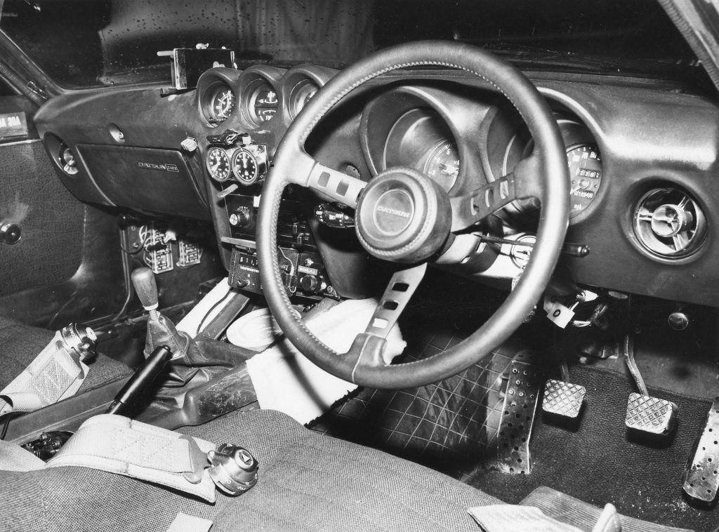 Interior of Rauno Aaltonen's 240Z [Jack Lawrence]